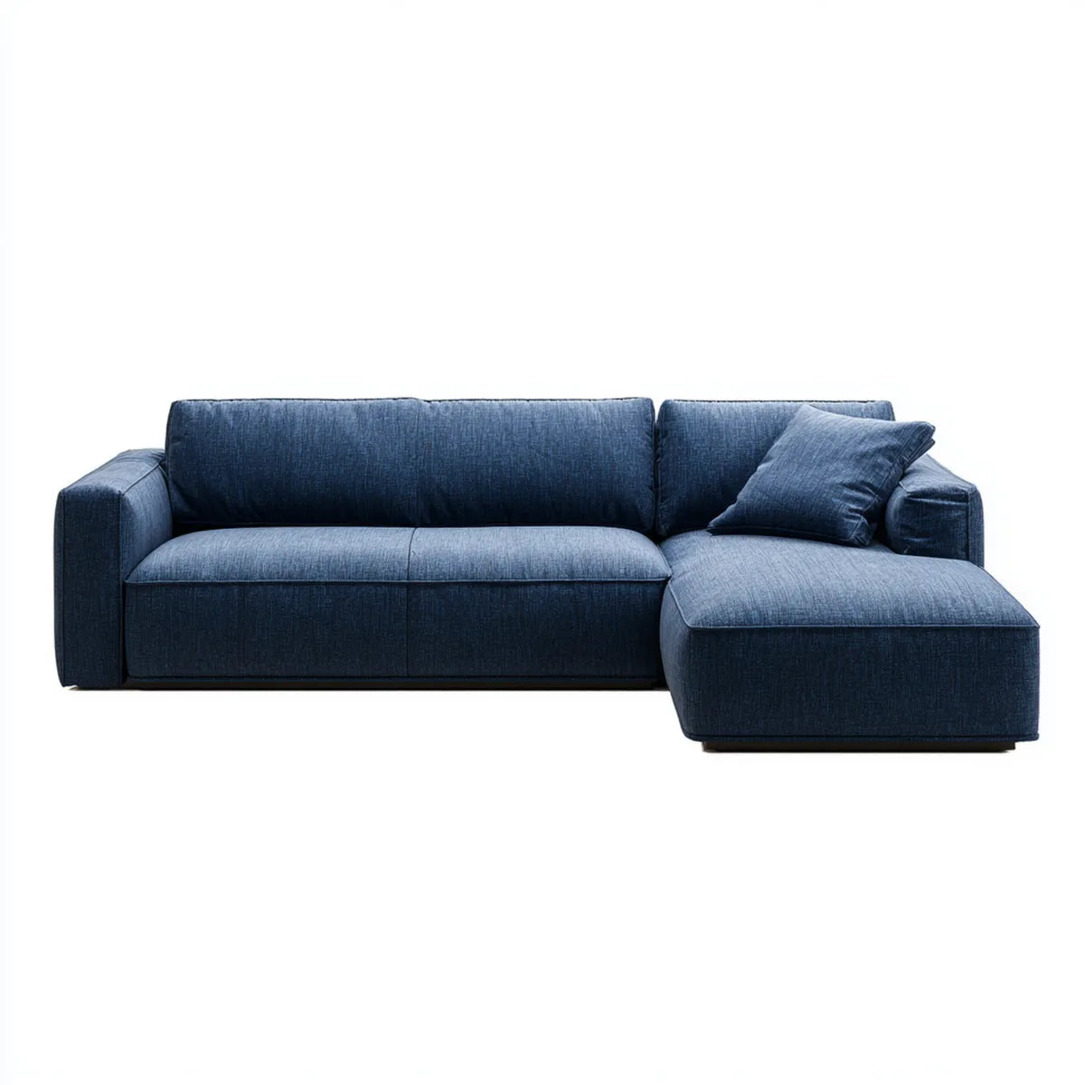 Divano angolare con penisola destra blu scuro 250 x 160 x 85 cm in poliestere forma a L