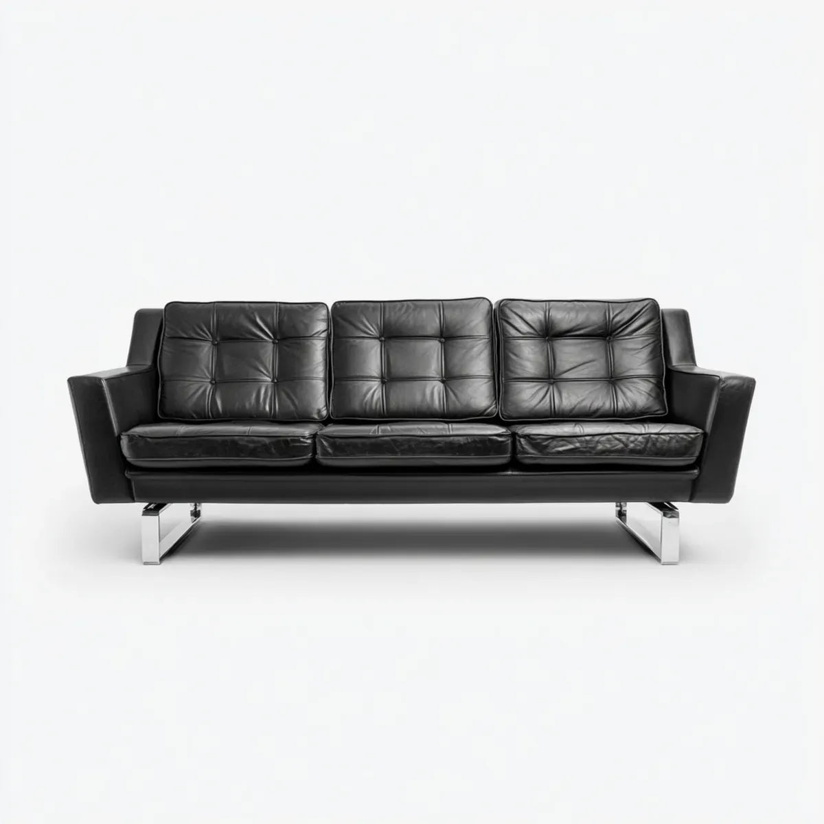 Divano 3 posti nero 210 x 85 x 82 cm in pelle PU rettangolare