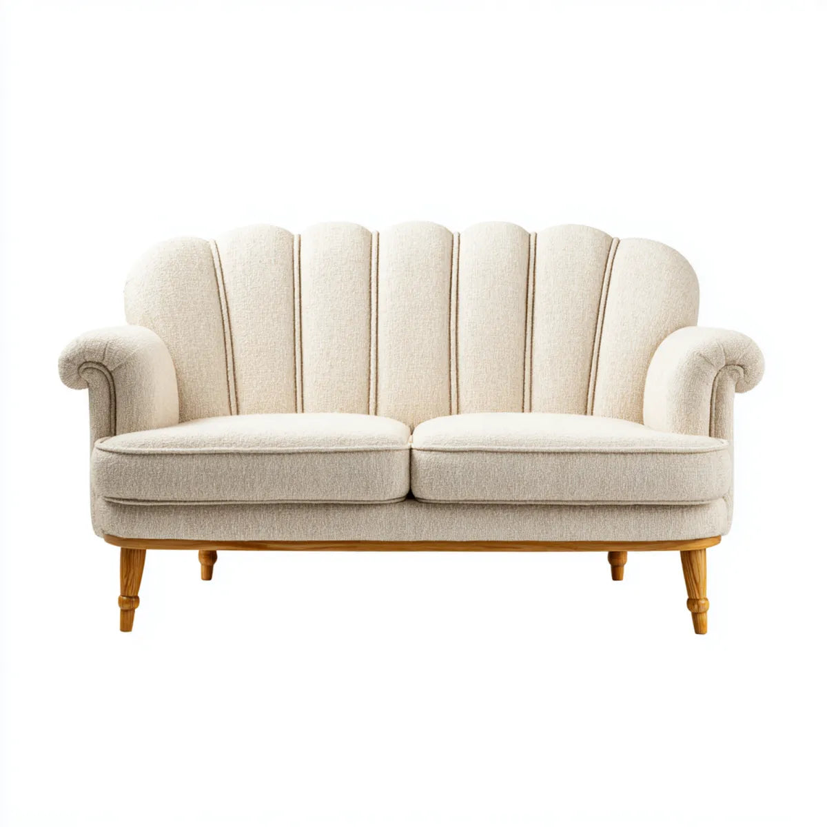 Divano 2 posti avorio in poliestere e legno massello sagomato 150 x 85 x 100 cm