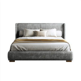 Letto matrimoniale imbottito grigio in poliestere 180 x 200 cm rettangolare