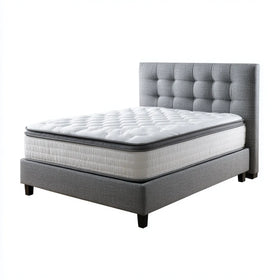 Letto matrimoniale con materasso grigio 160 x 200 cm in poliestere rettangolare