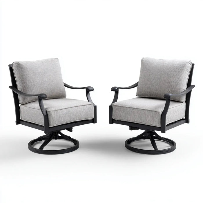 Set di 2 poltrone girevoli grigio chiaro con struttura in acciaio e base rotonda 75 x 80 x 92 cm