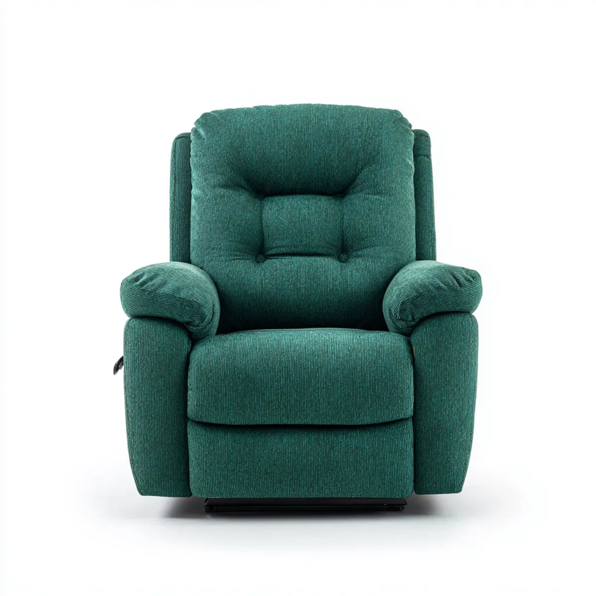 Poltrona reclinabile manuale verde in poliestere a coste con schienale alto 90 x 95 x 102 cm